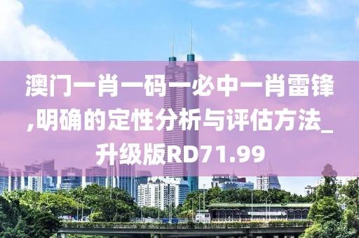 澳门一肖一码一必中一肖雷锋,明确的定性分析与评估方法_升级版RD71.99