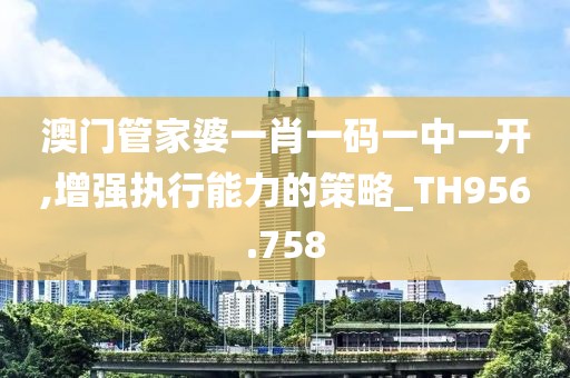 澳门管家婆一肖一码一中一开,增强执行能力的策略_TH956.758