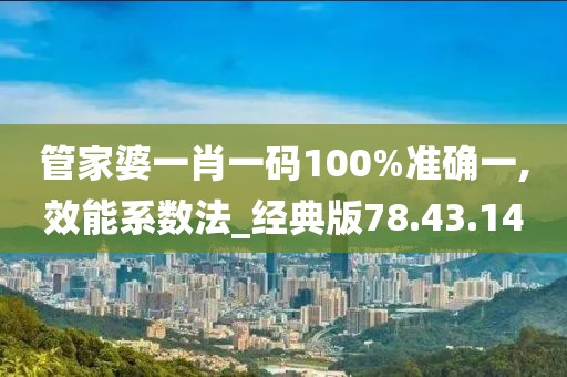 管家婆一肖一码100%准确一,效能系数法_经典版78.43.14