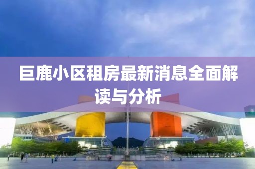 巨鹿小区租房最新消息全面解读与分析