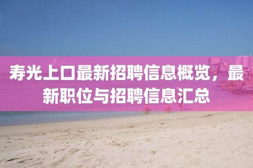 寿光上口最新招聘信息概览，最新职位与招聘信息汇总