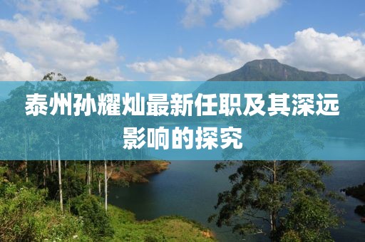 泰州孙耀灿最新任职及其深远影响的探究