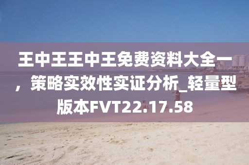 王中王王中王免费资料大全一，策略实效性实证分析_轻量型版本FVT22.17.58