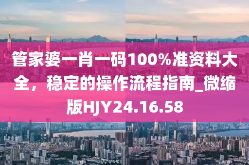 管家婆一肖一码100%准资料大全，稳定的操作流程指南_微缩版HJY24.16.58