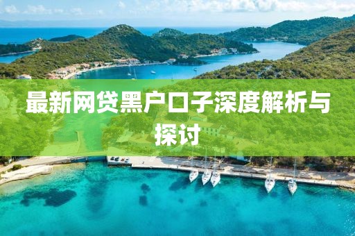 最新网贷黑户口子深度解析与探讨