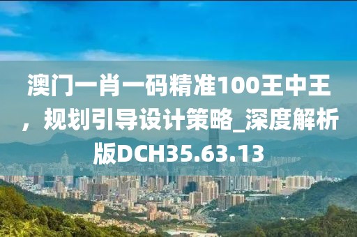 澳门一肖一码精准100王中王，规划引导设计策略_深度解析版DCH35.63.13