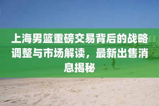 上海男篮重磅交易背后的战略调整与市场解读，最新出售消息揭秘