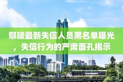 鄢陵最新失信人员黑名单曝光，失信行为的严肃面孔揭示