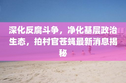 深化反腐斗争，净化基层政治生态，拍村官苍蝇最新消息揭秘