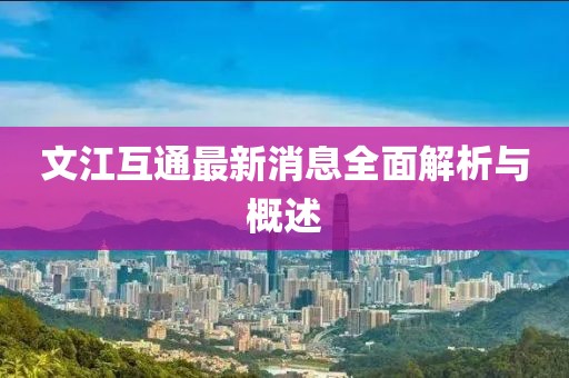 文江互通最新消息全面解析与概述