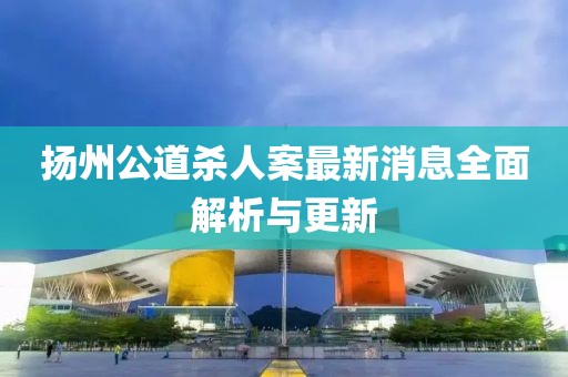 扬州公道杀人案最新消息全面解析与更新