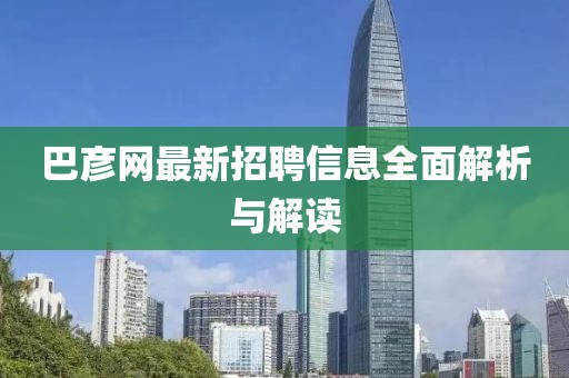 巴彦网最新招聘信息全面解析与解读