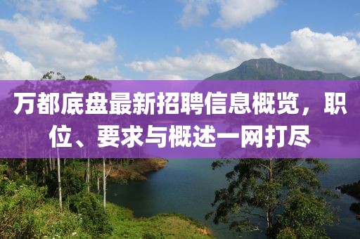 万都底盘最新招聘信息概览，职位、要求与概述一网打尽