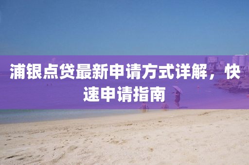 浦银点贷最新申请方式详解，快速申请指南