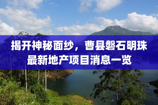 揭开神秘面纱，曹县磐石明珠最新地产项目消息一览
