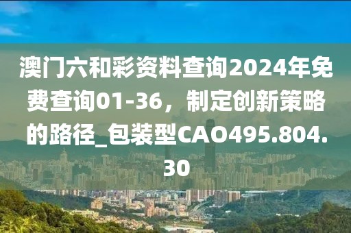 澳门六和彩资料查询2024年免费查询01-36，制定创新策略的路径_包装型CAO495.804.30
