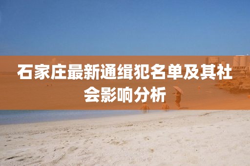 石家庄最新通缉犯名单及其社会影响分析