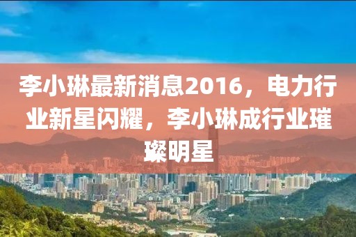李小琳最新消息2016，电力行业新星闪耀，李小琳成行业璀璨明星