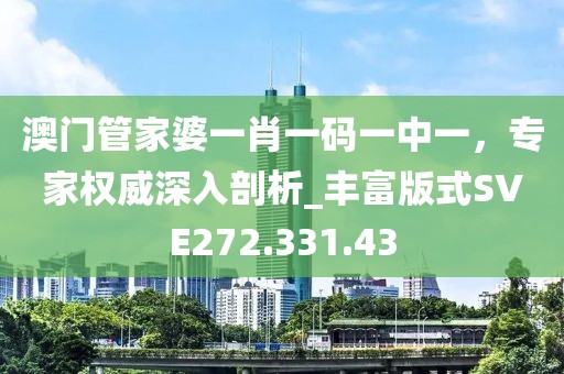 澳门管家婆一肖一码一中一，专家权威深入剖析_丰富版式SVE272.331.43