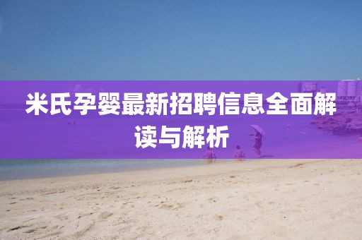 米氏孕婴最新招聘信息全面解读与解析