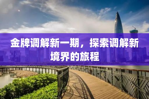 金牌调解新一期，探索调解新境界的旅程