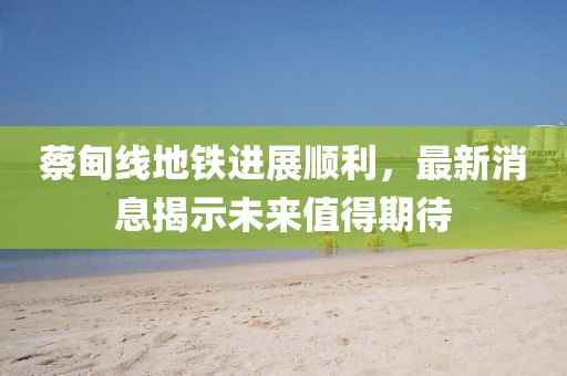 蔡甸线地铁进展顺利，最新消息揭示未来值得期待