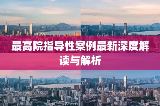 最高院指导性案例最新深度解读与解析