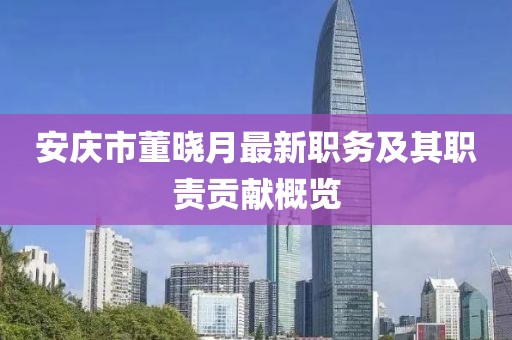 安庆市董晓月最新职务及其职责贡献概览