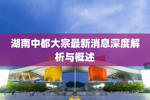 湖南中都大宗最新消息深度解析与概述