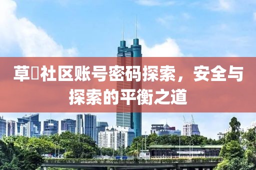 草塯社区账号密码探索，安全与探索的平衡之道