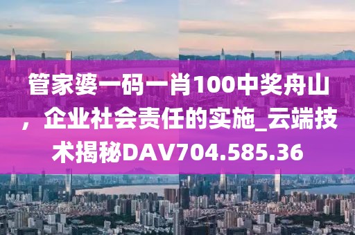 管家婆一码一肖100中奖舟山，企业社会责任的实施_云端技术揭秘DAV704.585.36