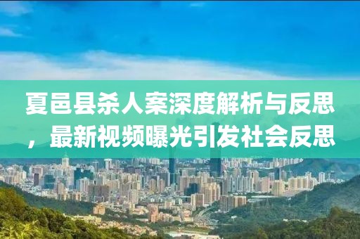 夏邑县杀人案深度解析与反思，最新视频曝光引发社会反思