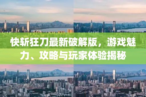 快斩狂刀最新破解版，游戏魅力、攻略与玩家体验揭秘