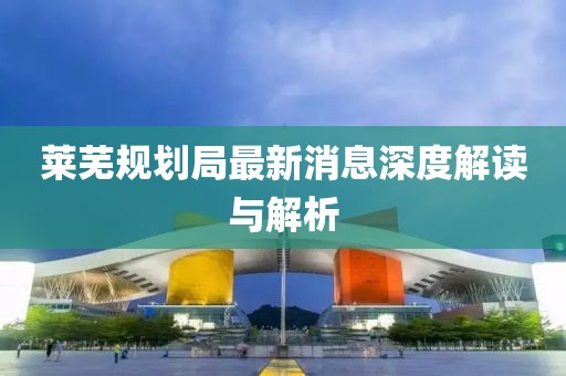 莱芜规划局最新消息深度解读与解析