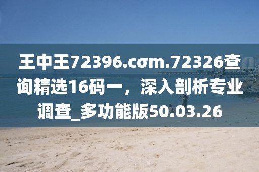 王中王72396.cσm.72326查询精选16码一，深入剖析专业调查_多功能版50.03.26