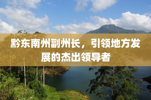 黔东南州副州长，引领地方发展的杰出领导者
