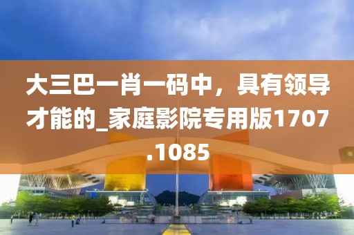 大三巴一肖一码中，具有领导才能的_家庭影院专用版1707.1085