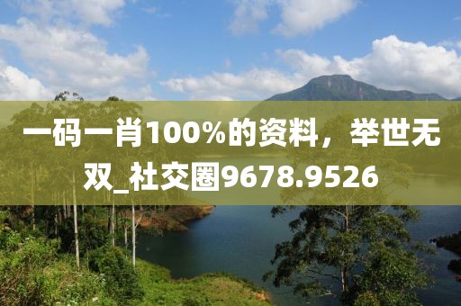 一码一肖100%的资料，举世无双_社交圈9678.9526
