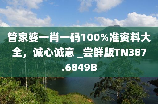 管家婆一肖一码100%准资料大全，诚心诚意 _尝鲜版TN387.6849B