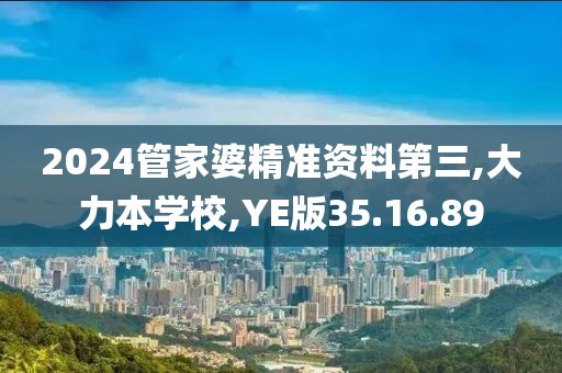 2024管家婆精准资料第三,大力本学校,YE版35.16.89