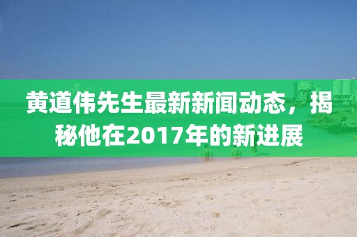 黄道伟先生最新新闻动态，揭秘他在2017年的新进展