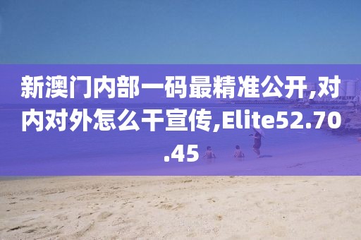 新澳门内部一码最精准公开,对内对外怎么干宣传,Elite52.70.45